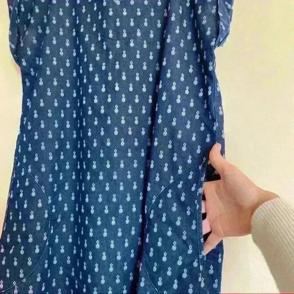 Annie 50 Pineapple Print Shift Dress Blue - Picture 3 of 5